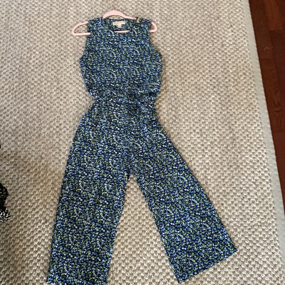 Michael Michael Kors Floral Crepe Wide Leg Cropped Jumpsuit size 10